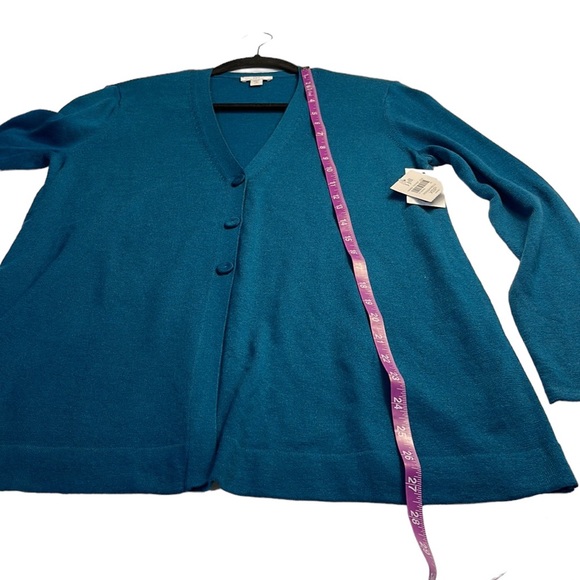 J Jill button down cardigan,SZxsp, dark, teal color, never worn, very fine knit - Picture 6 of 8